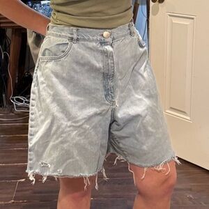 Distressed Long Denim Shorts